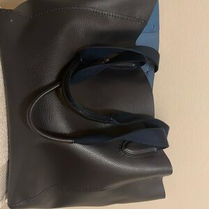 Large Coach tote.  Navy blue leather.  Good condition, hardly used.